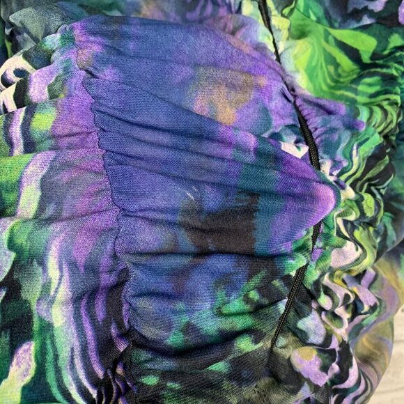 Vintage Y2K Sheer Animal Print Babydoll Empire Waist Long Sleeve Blouse - Picture 8 of 13